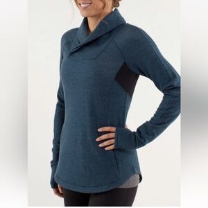 lululemon merino Teal Alberta lake Cowl Neck Sweater Pitter Patter Pullover 8